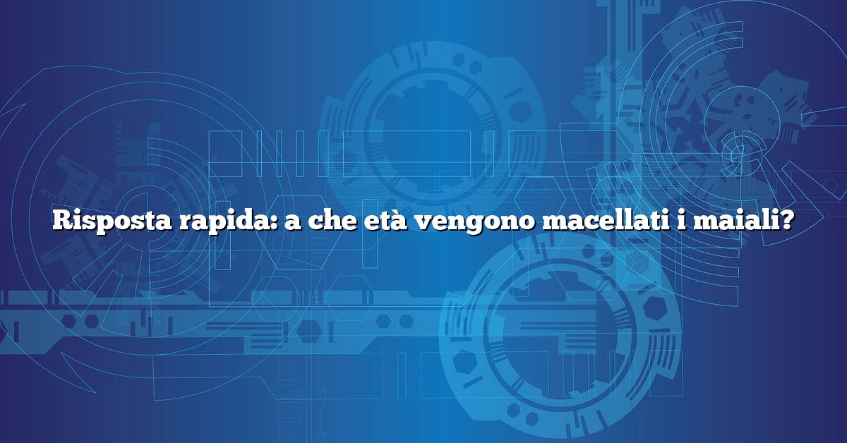 Risposta rapida: a che età vengono macellati i maiali?