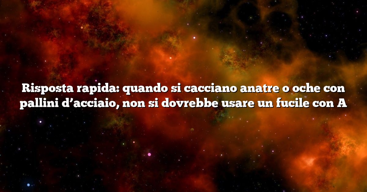 Risposta rapida: quando si cacciano anatre o oche con pallini d’acciaio, non si dovrebbe usare un fucile con A