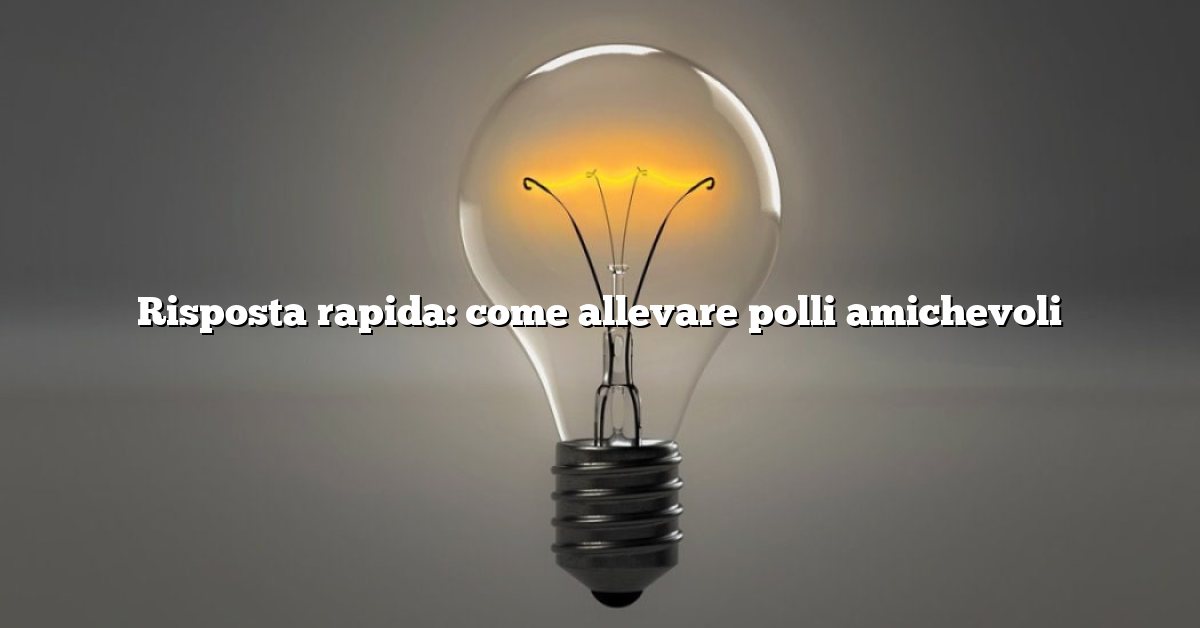 Risposta rapida: come allevare polli amichevoli
