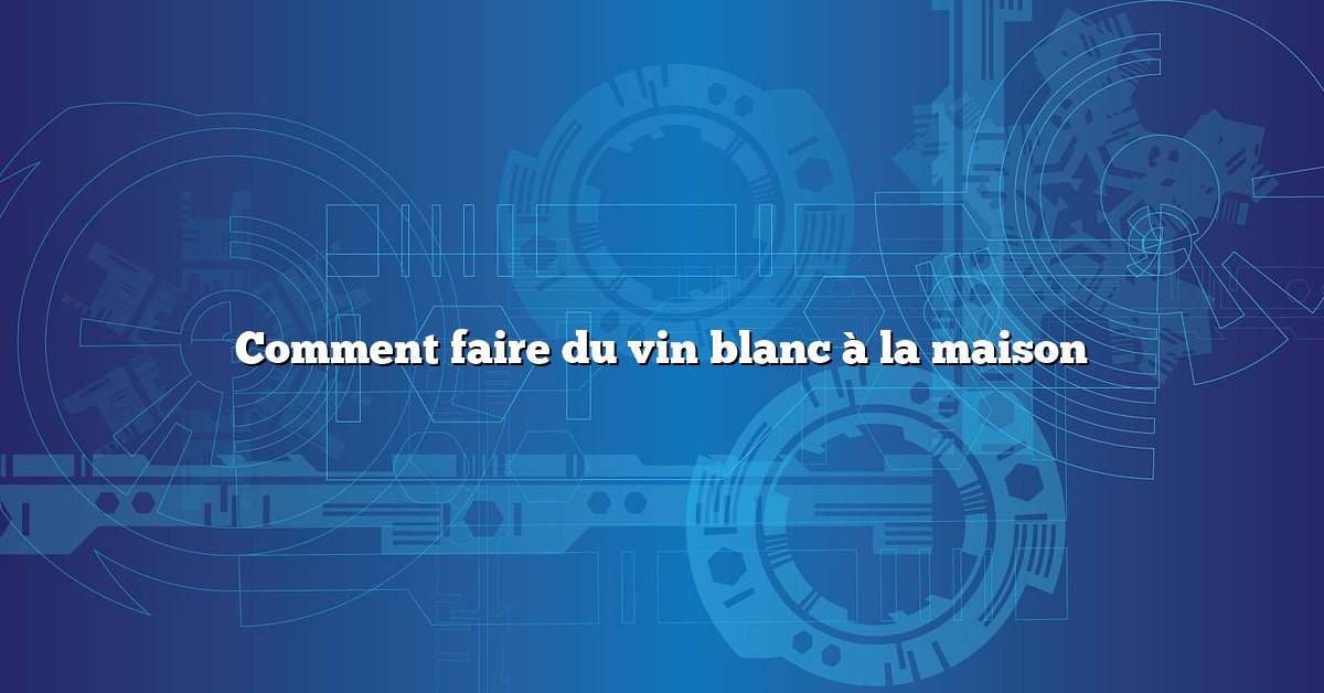 Comment faire du vin blanc à la maison